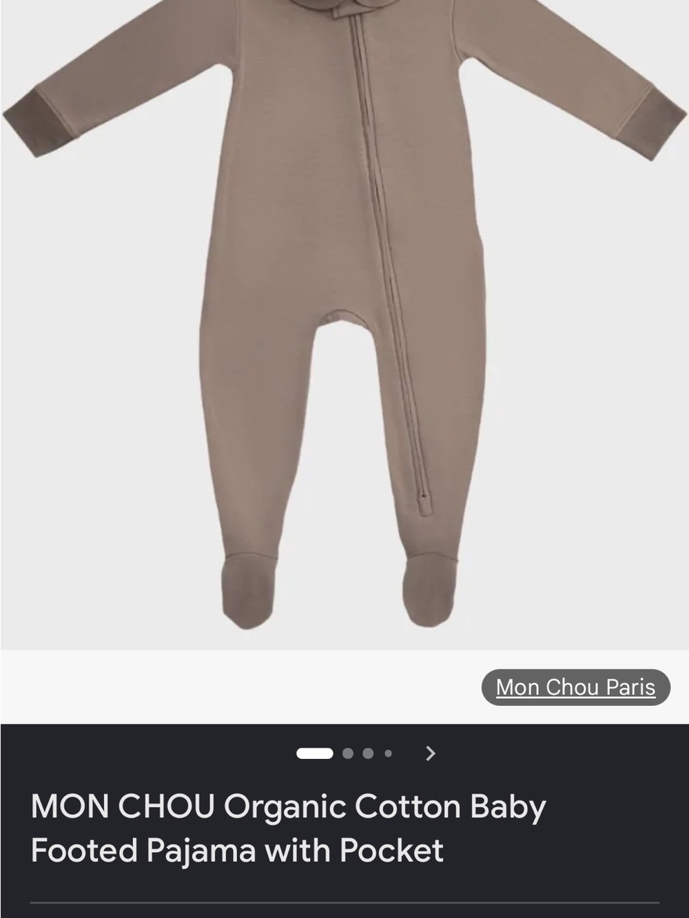 MON CHOU Organic Cotton Baby Footed Pajama in Taupe